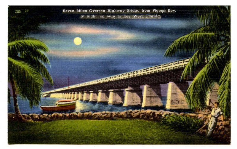 FL - Pigeon Key. Seven Miles Oversea Hwy to Key West by Moonlight