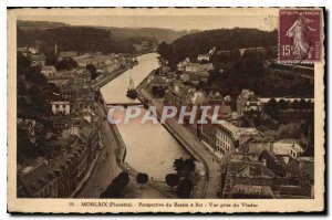 Old Postcard Morlaix Finistere Basin Perspective afloat View from Viaduct