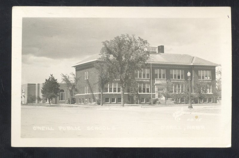 RPPC O'NEILL NEBRASKA ONEILL SCHOOL BUILDING VINTAGE REAL PHOTO POSTCARD