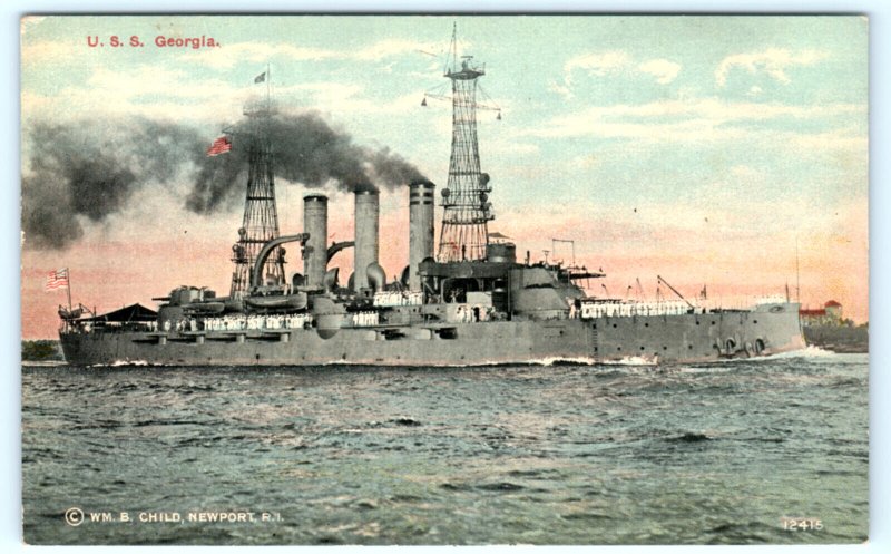 USS Georgia Battleship Navy Ship Postcard