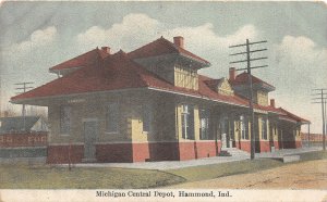 J12/ Hammond Indiana Postcard c1910 Michigan Central Railroad Depot 152