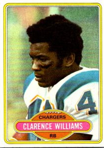 1980 Topps Football Card Clarence William RB San Diego Chargers sun0506