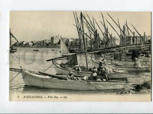 3133254 EGYPT ALEXANDRIA West Bay SHIPS Vintage postcard