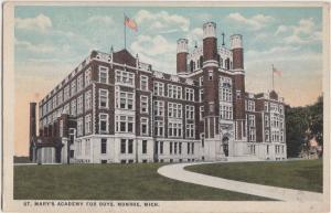 Michigan MI Postcard c1910 MONROE ST MARY'S ACADEMY FOR BOYS School