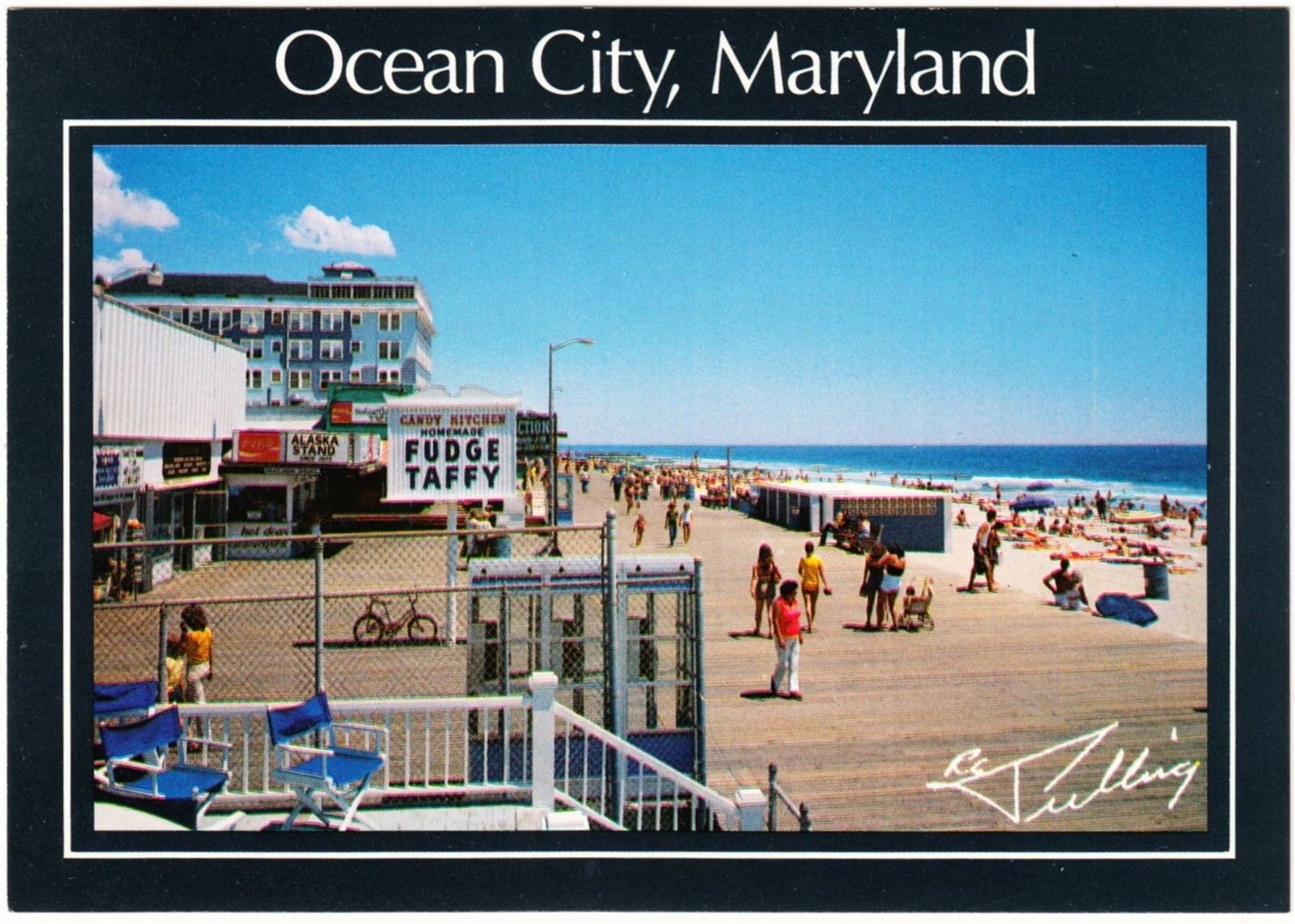 Ocean City MD Boardwalk with Stores 1980s Postcard United States