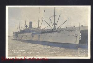 RPPC U.S. NAVY USAT THOMAS MANILA PHILIPPINES 1915 MILITARY REAL PHOTO POSTCARD