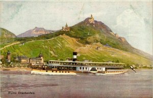 CPA AK Steamer - Ruine Drachenfels - Rhein- Germany SHIPS (911882)