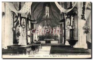 Amilly Old Postcard Interior of & # 39eglise a feast day