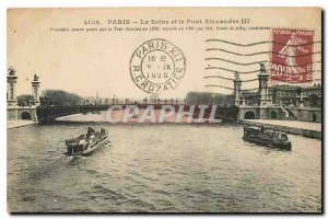 Old Postcard Paris The Seine and the Pont Alexandre III