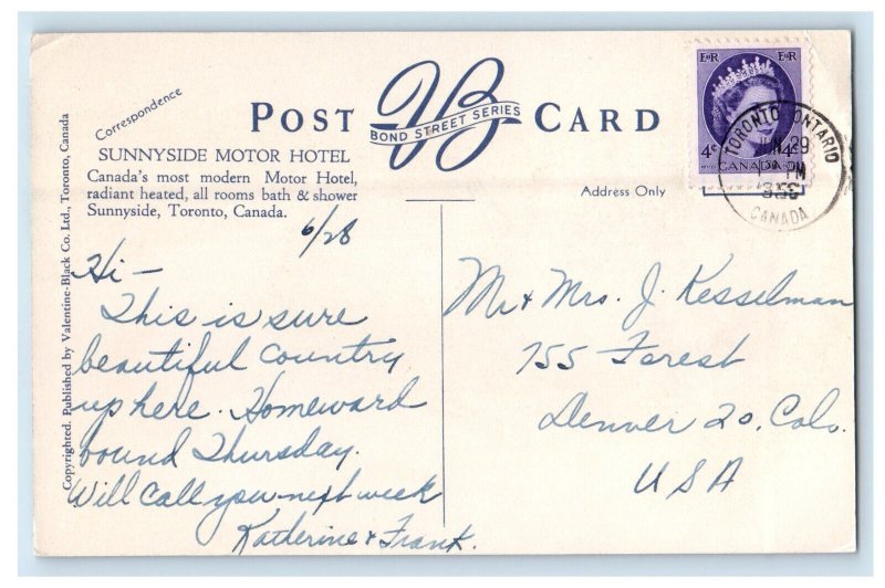 1928 Sunnyside Motor Hotel, Sunnyside Toronto Canada Antique Postcard 