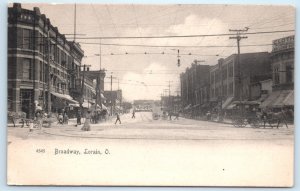 Lorain OH Broadway Street Scene Postcard Ohio