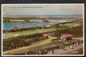Lancashire Postcard - The Lake and King's Gardens, Southport   RT1828
