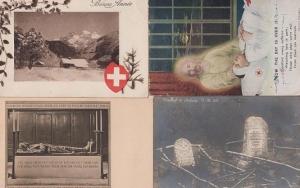 WW1 War Military Red Cross Memorial Grave 4x Antique Postcard Bundle