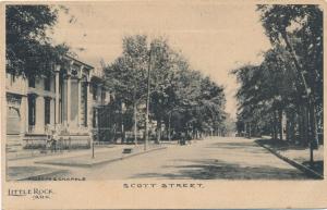 Scott Street Little Rock AR Arkansas - Is man mowing lawn wearing tie? pm 1914