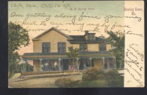 BOWLING GREEN MISSOURI B.B. SPRING HOTEL 1907 VINTAGE POSTCARD