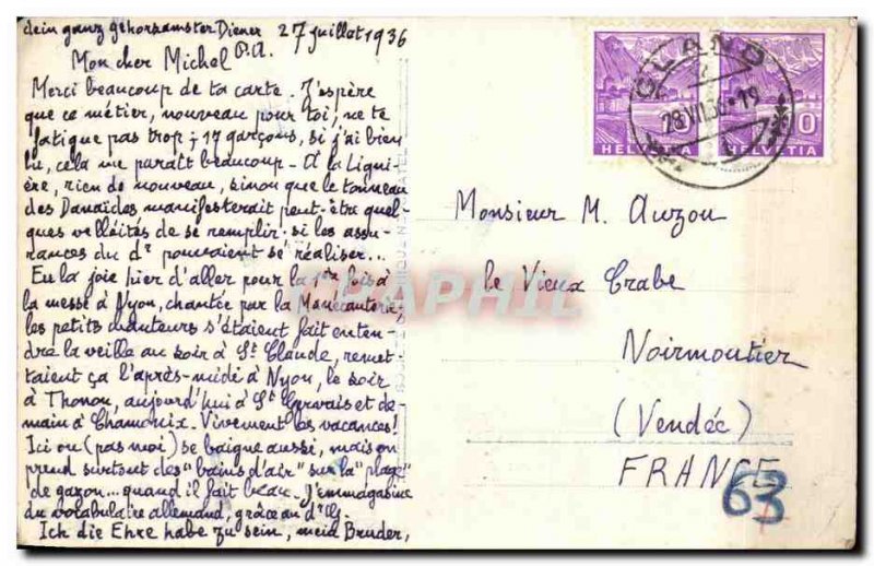 Old Postcard Nyon Boat