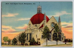 Postcard First Baptist Church - Montgomery Alabama