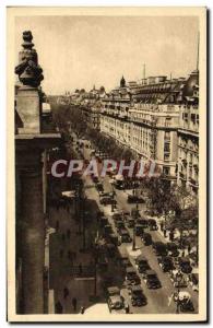 Postcard Old New Paris strolling Boulevard Haussmann