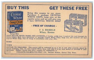 Crystal White Soap Chips Instant Suds Advertising Wisley Kansas KS Postcard