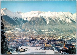 VINTAGE CONTINENTAL SIZED POSTCARD VIEW FROM THE STADIUM AT INNSBUCK AUSTRIA
