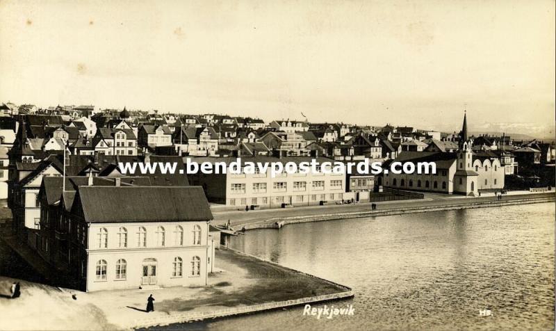 iceland, REYKJAVIK, Partial View (1930s) RPPC