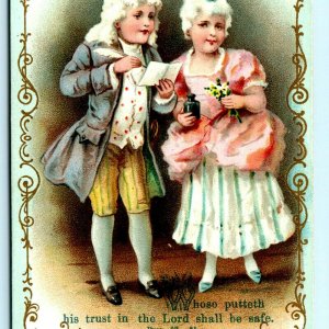 1880s Christian Trade Card Proverbs 29:25 Quote Trust Lord God be Safe Jesus C2