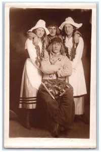 Masquerade Lexington Postcard RPPC Photo Ice Rink Skating Dutch Studio 1919