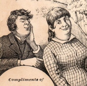 1870s Gainesville Shoe & Hat Co. Comical Flirtatious Couple Texas F165