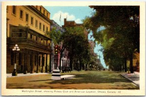 VINTAGE POSTCARD WELLINGTON STREET W/ RIDEAU CLUB & AMERICAN LEGATION OTTAWA