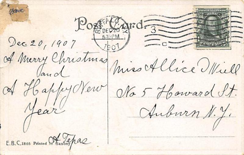 Santa Claus Post Card Old Vintage Antique Christmas Postcard 1907