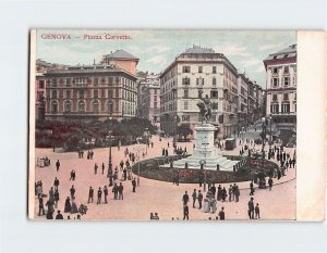 Postcard Piazza Corvetto, Genoa, Italy