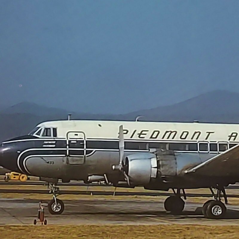 Postcard Piedmont Airline Martin 404 Roanoke Virginia 1969 Airplane Prop Job