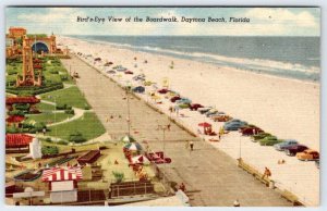 1961 BIRD'S-EYE VIEW OF THE BOARDWALK*DAYTONA BEACH FLORIDA*CARS ON BEACH*OCEAN