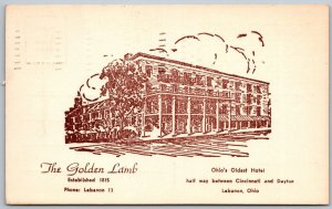 Lebanon Ohio 1956 Postcard The Goldan Lamb Restaurant