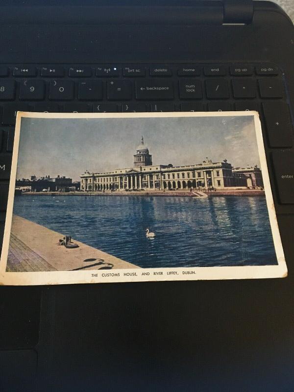 Vintage Postcard; The Customs House and River Liffey, Dublin