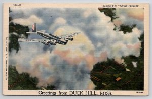 Duck Hill MS Mississippi Greestings Boeing B-17 Flying Fortress Postcard C33