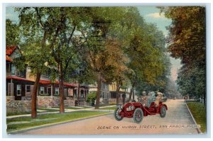 1915 Scene Huron Street Classic Car Ann Arbor Michigan Vintage Antique Postcard