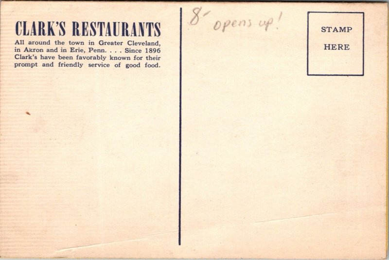 Restaurant postcard Pennsylvania PA, Erie, Clark's Restaurant JE12