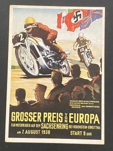 1938 Hohenstein Germany Propaganda Postcard cover Motorcycle Grand Prix race