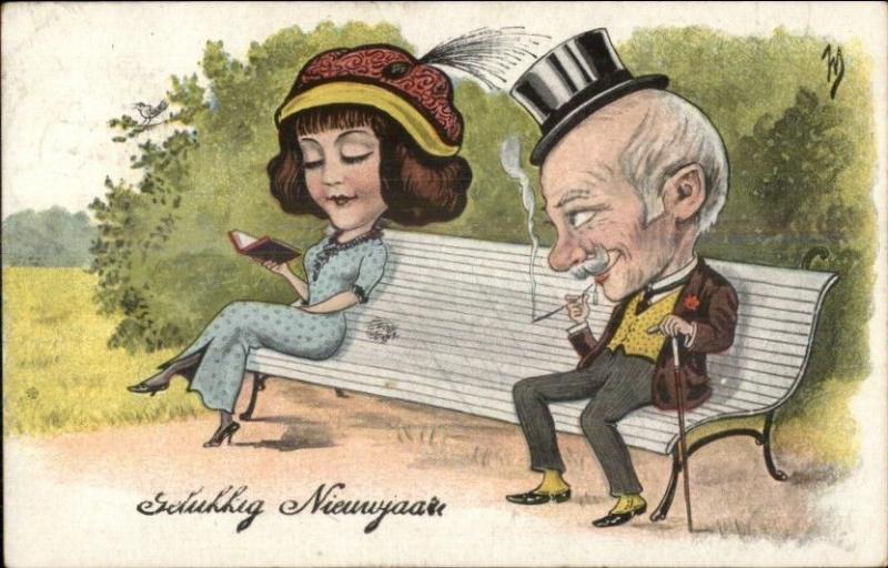 Caricature Art Big Heads - Old Man Rich Man & Beautiful Woman on Bench PC | Topics - Cartoons & Comics - Comics, Postcard / HipPostcard Caricature Art Big Heads - Old Man Rich Man & Beautiful Woman on Bench PC | Topics - Cartoons & Comics - Comics, Postcard / HipPostcard