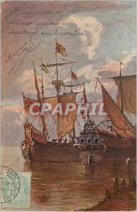 Postcard Old Sailing Ships