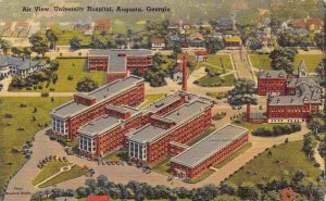 University Hospital Aerial View Augusta Georgia 1942 linen postcard