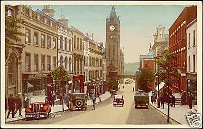 northern ireland, LONDONDERRY, Guildhall, Cars (1940s)