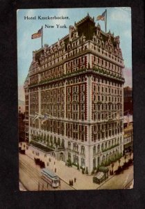 NY Hotel Knickerbocker New York City Postcard NYC Trolley Car