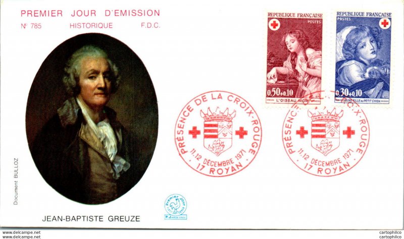 FDC France  Croix Rouge Jean Baptiste Greuze Peintre Royan 19071