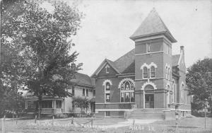 Aledo Illinois C-1910 Mercer County Lutheran Church Parsonage RPPC postcard 7051
