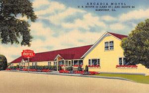 Elmhurst Illinois Arcadia Motel Street View Antique Postcard K59848