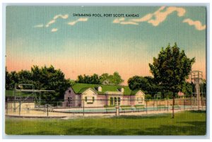 c1940 Swimming Pool Exterior Building Fort Scott Kansas Vintage Antique Postcard