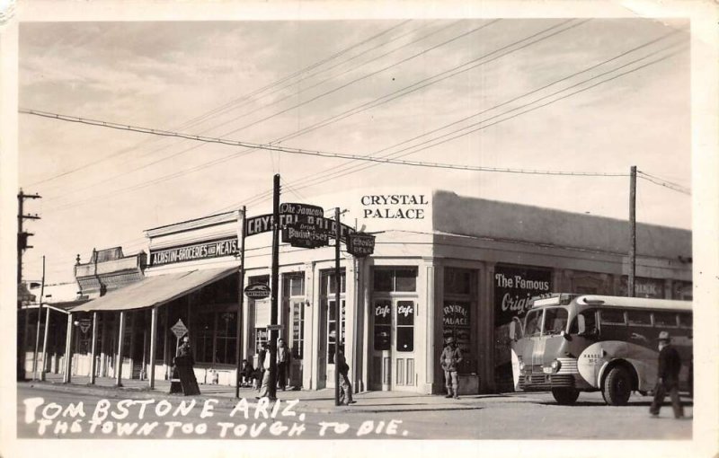 Tombstone Arizona Crystal Palace Cafe Budweiser Beer Real Photo Postcard AA74720