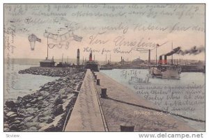 Steamers, Lighthouse, Havnen Ved Sondre Mole, Aarhus, Denmark, PU-1907